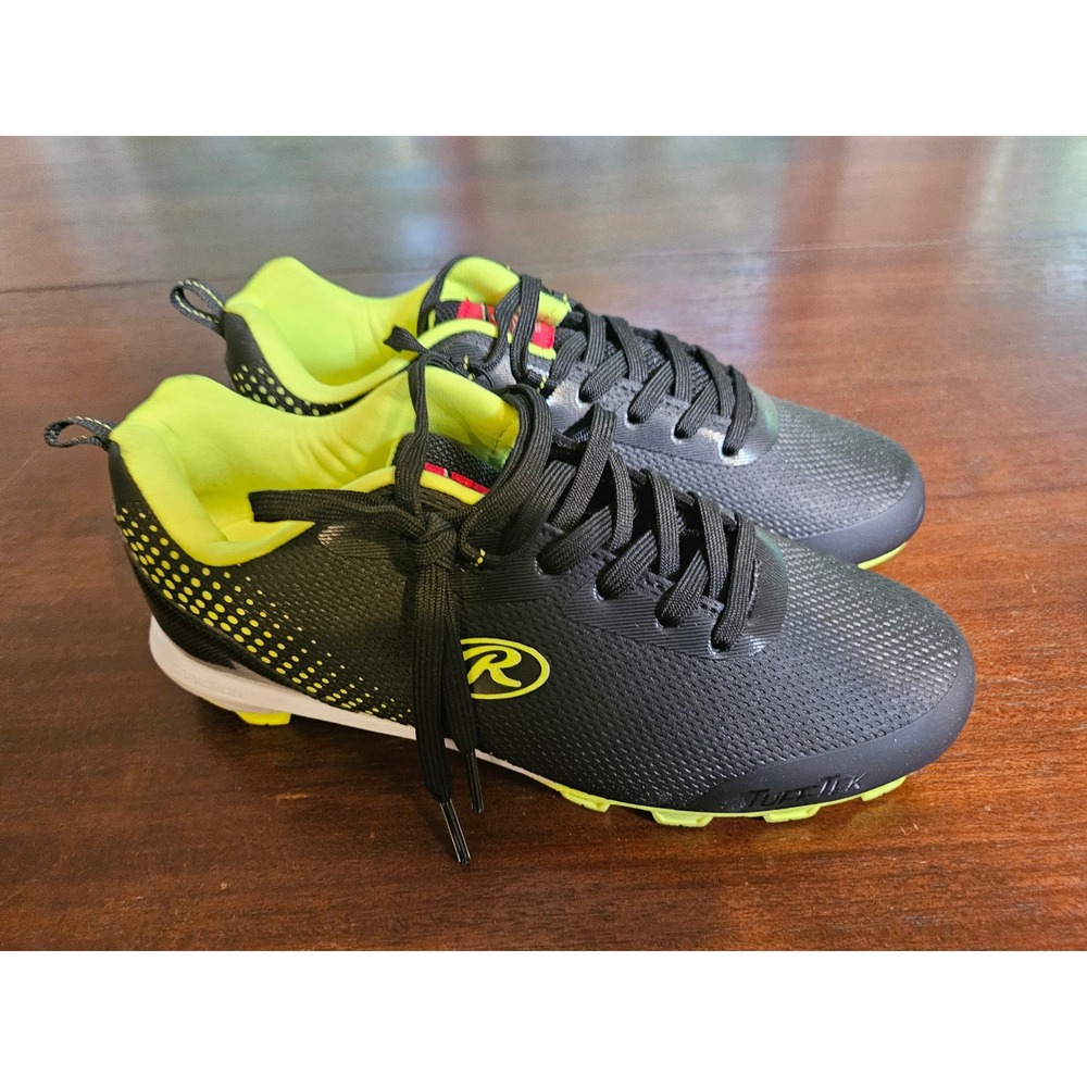 Rawlings Baseball Cleats Youth Boys Size 4 Black Neon Green Athletic Shoes